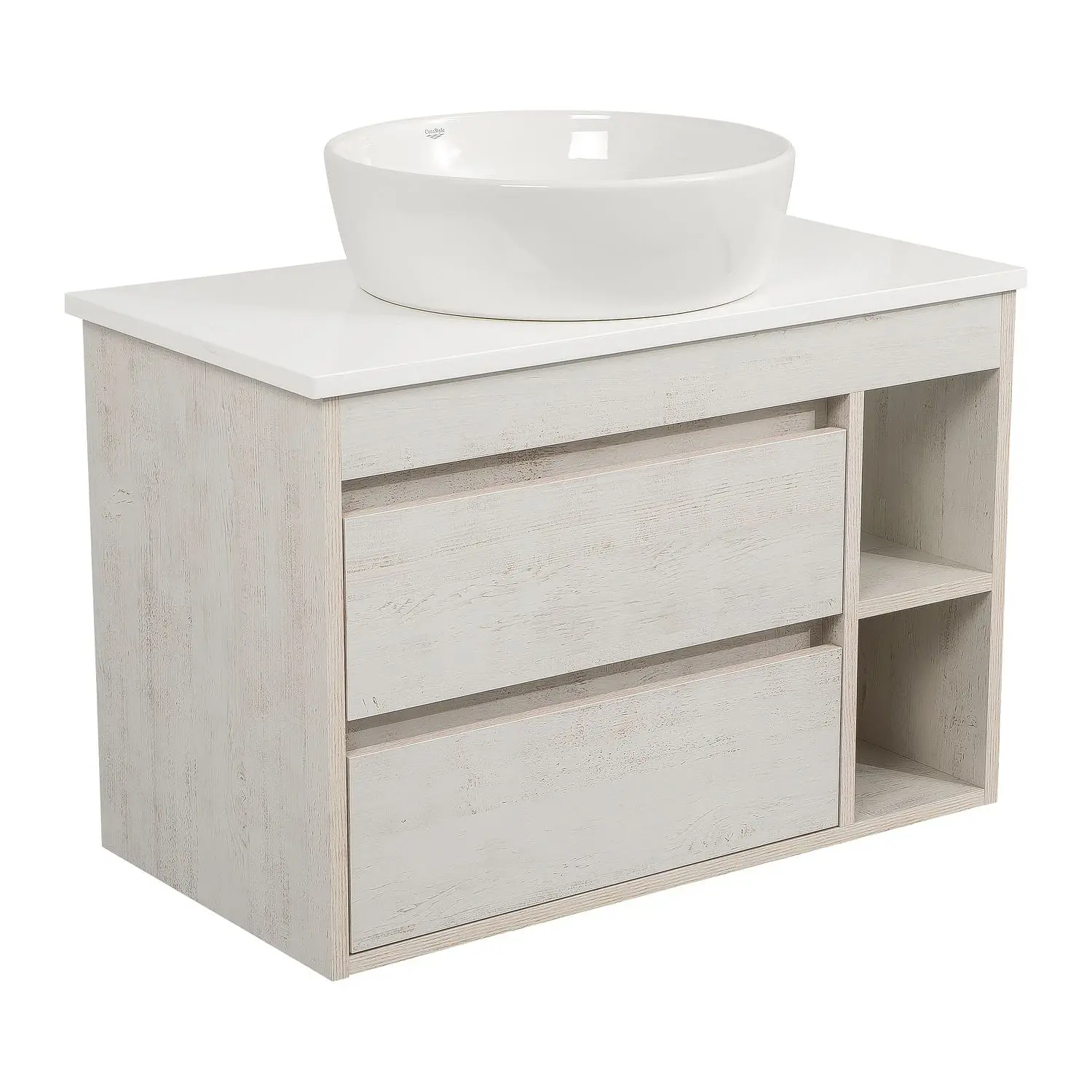 Тумба у ванну Aqua Rodos Шельф 850x460 підвісна з умивальником CeraStyle One 46 Дерево (АР000085180)