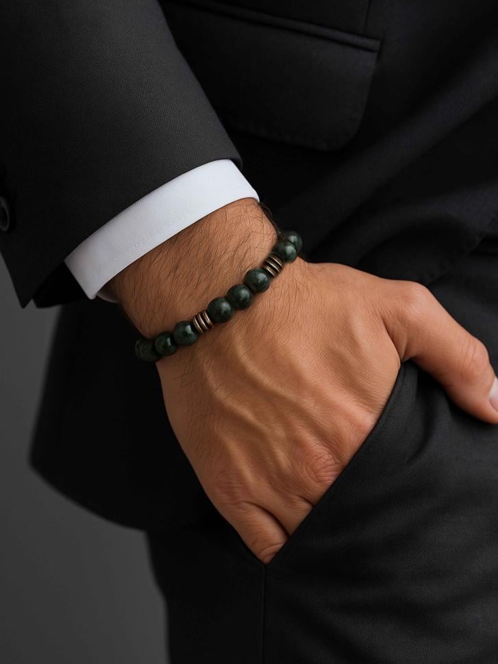 Браслет мужской из зеленой яшмы (4916) Браслет мужской из зеленой яшмы (4916)