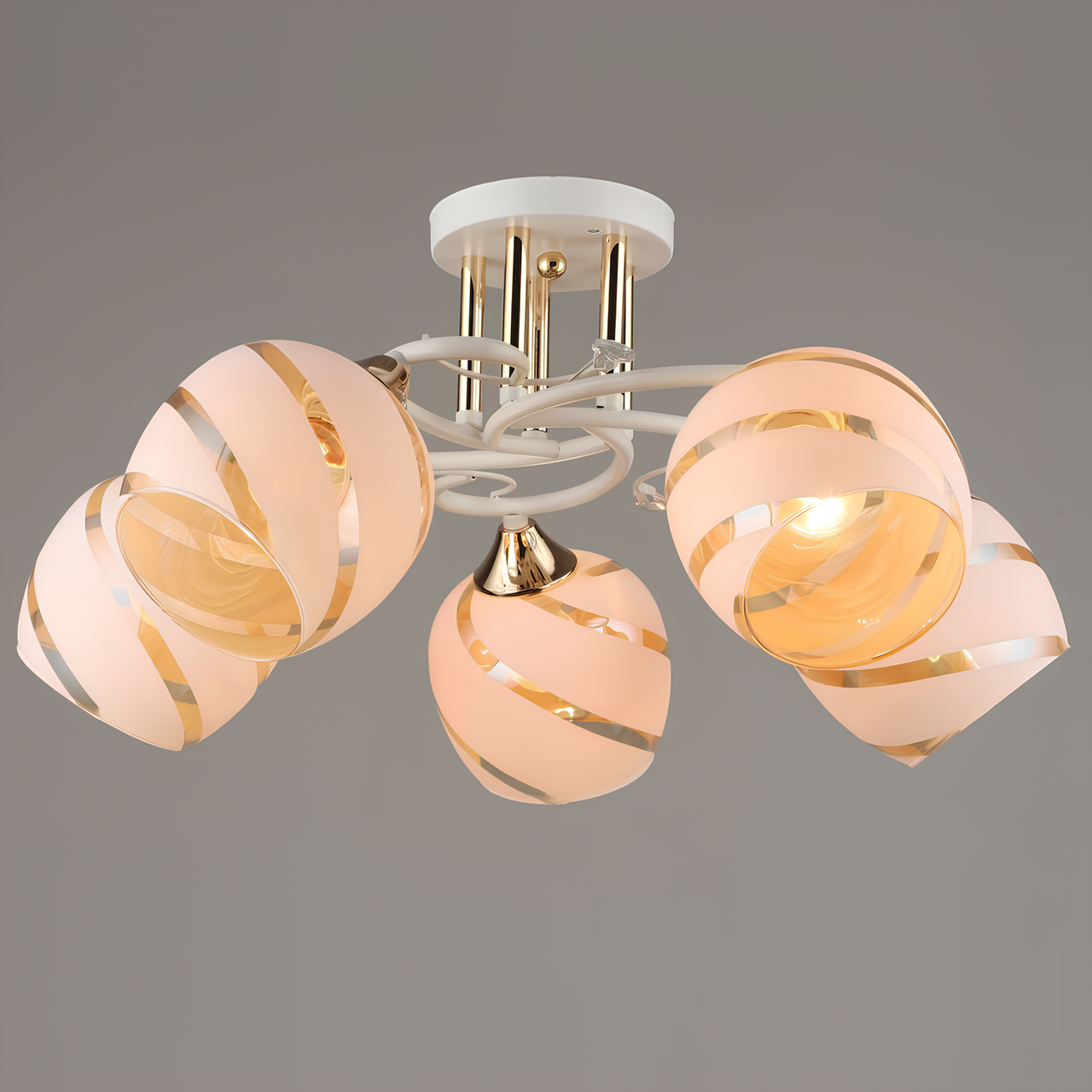 Люстра Svet на пять плафонов под лампы Е27 Белый (SR-A3817/5 WT+FGD)