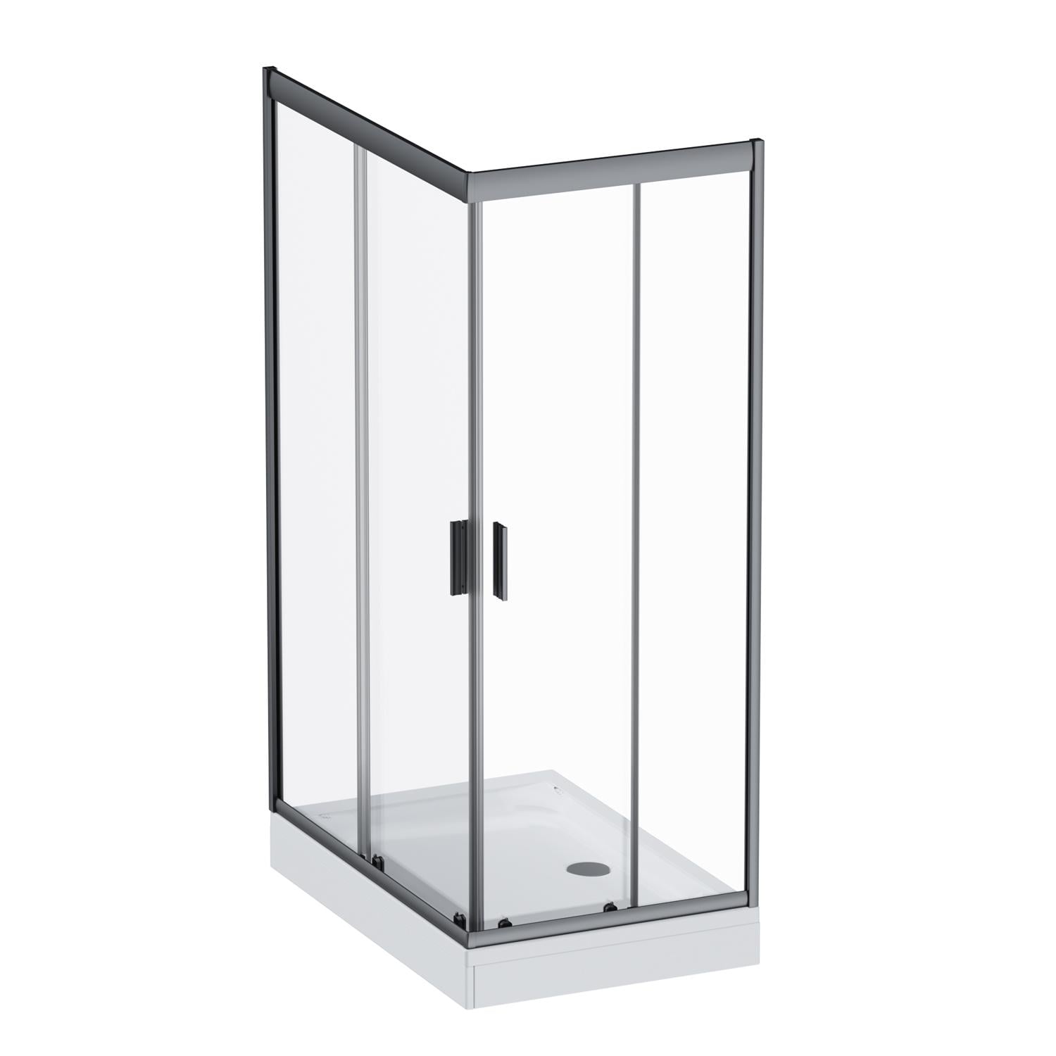 Душевое ограждение AM.PM Gem Square Slide прозрачное стекло 120х80 см Черный матовый (W90UG-403-120280-BT)