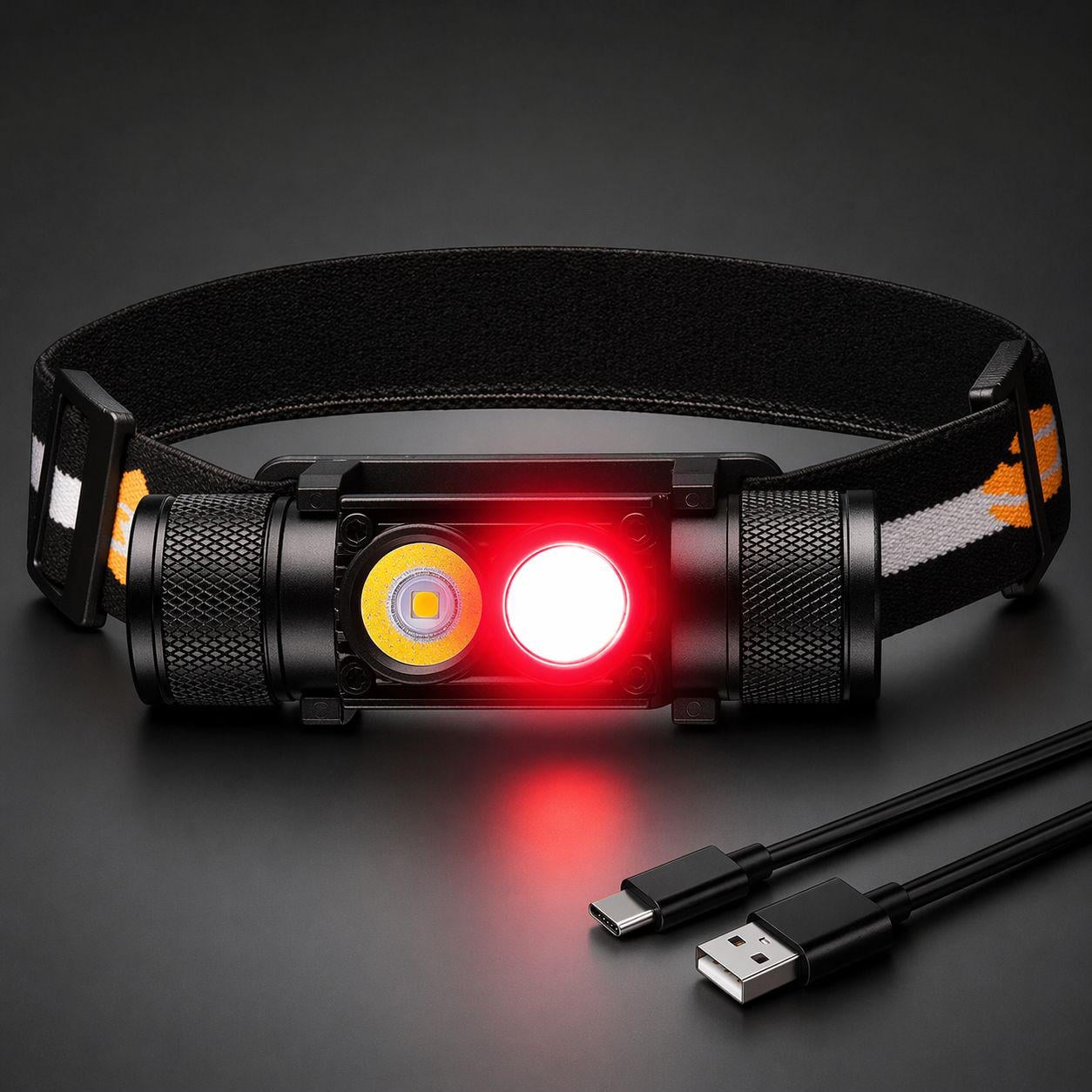 Ліхтар налобний H25B Pro 500 лм Type-C IPX6 з червоним світлом без акумулятора