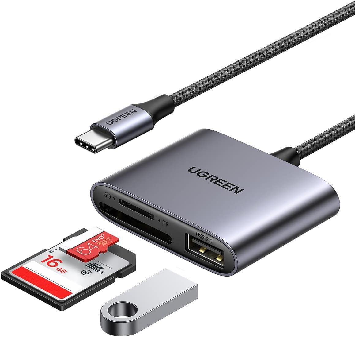 Кардридер UGREEN USB-C слоти SD/TF порт USB-A 2.0 одночасне читання швидкість до 5 Гбіт/с алюмінієвий Сірий (80798) Кардридер UGREEN USB-C слоти SD/TF порт USB-A 2.0 одночасне читання швидкість до 5 Гбіт/с алюмінієвий Сірий (80798)