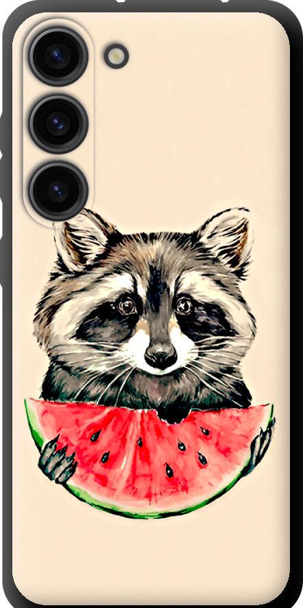 Чехол на Samsung Galaxy S23 Енотик с арбузом (4605b-2907-42517)
