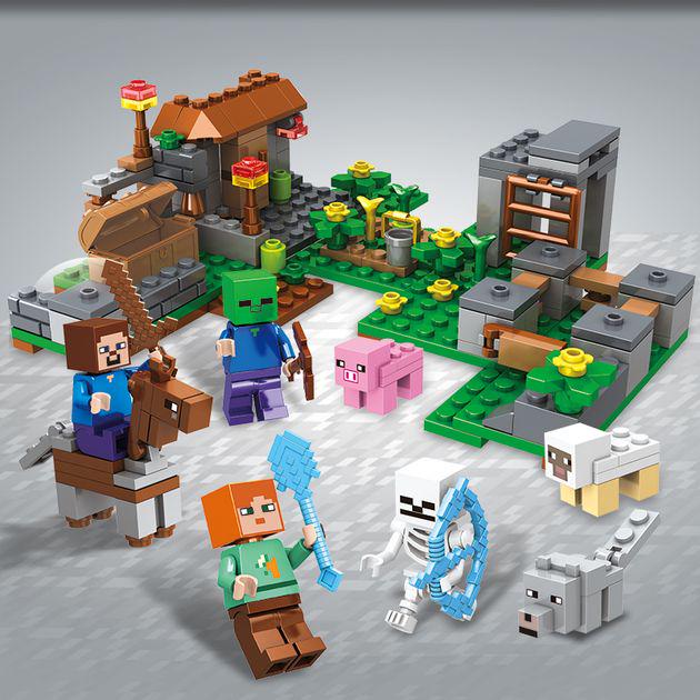 Конструктор minecraft база Стіва з фігурками і водоспадом 310 деталей (627) - фото 2 Конструктор minecraft база Стіва з фігурками і водоспадом 310 деталей (627) - фото 2