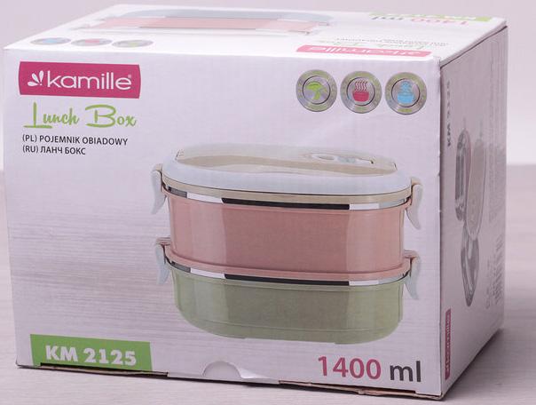 Ланч-бокс Kamille Food Box 2 емкости по 700 мл 20х14,5х13,5 см (KM-2125) - фото 5