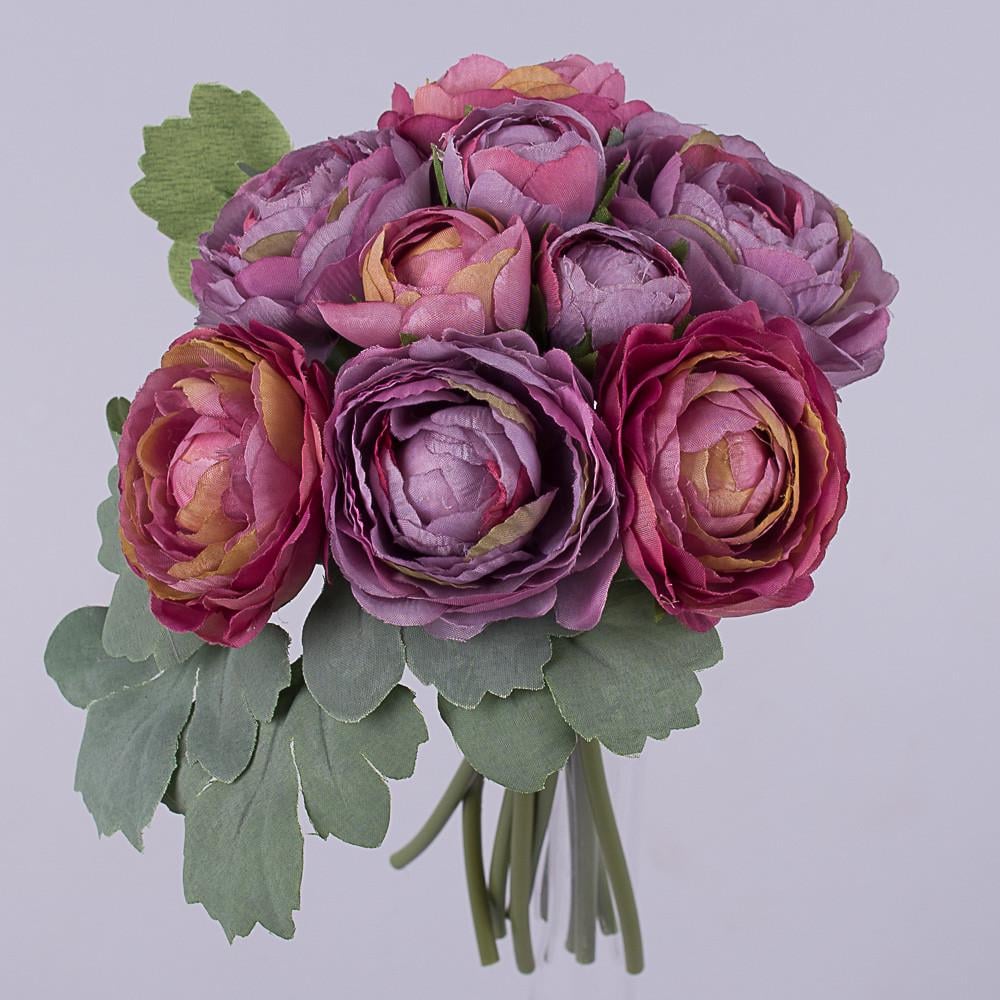 Искусственные цветы Букет ранункулюс многоцветный Фиолетовый (1497-3)