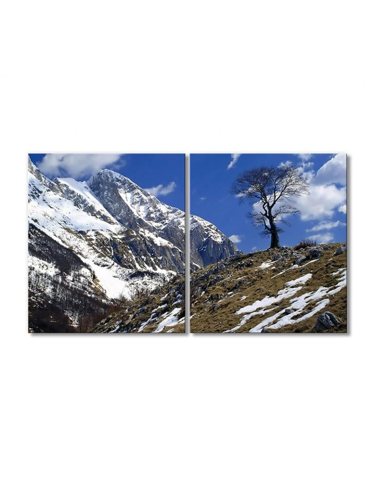Картина модульная Снежные горы небо 2 модуля 90x135 см