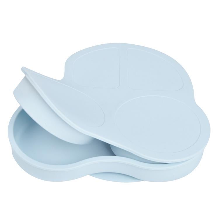 Тарелка силиконовая секционная на присоске Машинка Светло-голубой