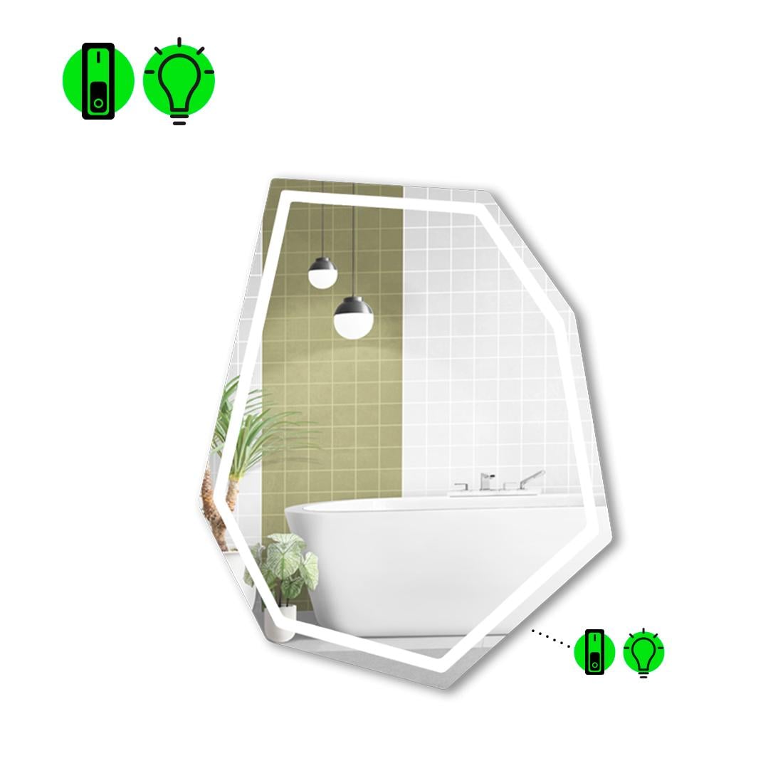 Зеркало с LED подсветкой Montagna 1 с механическим включателем 140x105 см