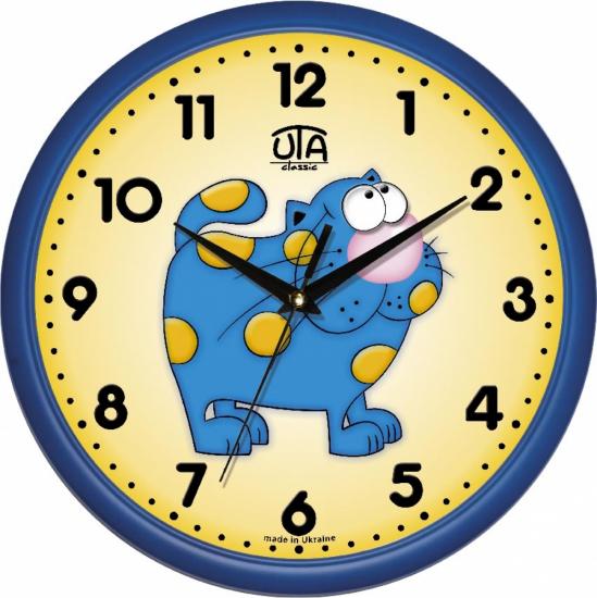 Годинник настінний UTA Classic Задумливе кошеня 30x30 см Blue (118456)