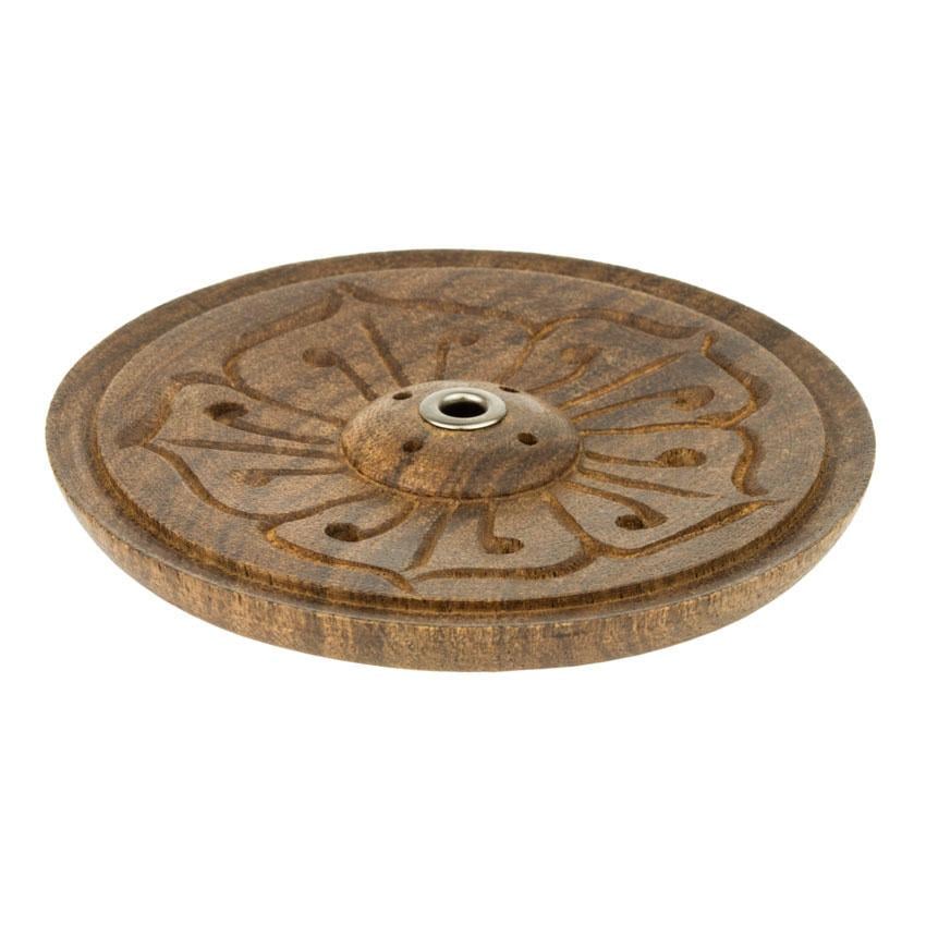 Подставка для благовоний Темное дерево ручная работа Лотос 10х10х1 см (27947)