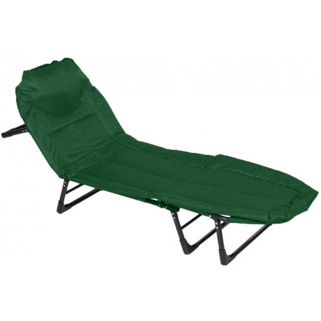 Шезлонг-лежак раскладной Bonro B2002-4 со стальным каркасом и регулируемой спинкой 200х60х30 см Темно-зеленый (124-76-42400787)