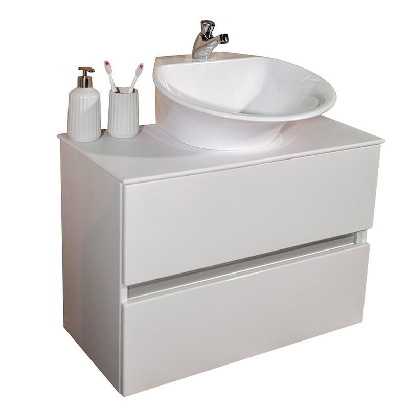 Тумба подвесная Fancy Marble Rodos 70 с умывальником Nila Белый