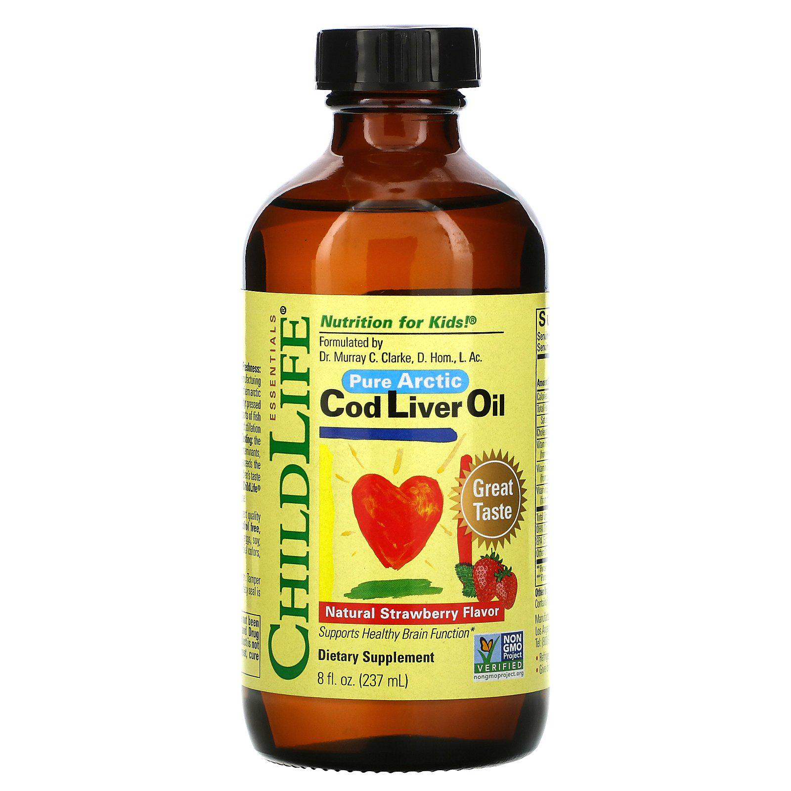 Жир из печени трески ChildLife Cod Liver Oil 8 ун. 237 мл Natural Strawberry Flavor (CDL10500)