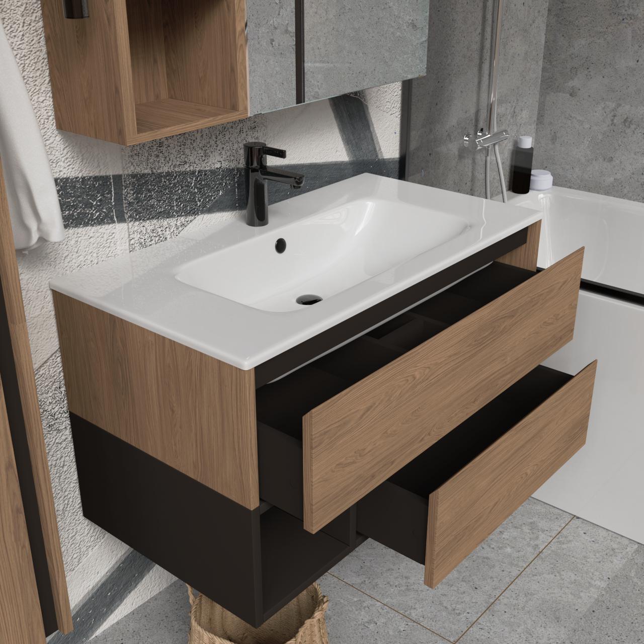 Тумба підвісна з раковиною MVK Vostok Craft 90 В2 900х450х530 мм Дуб Казелла (c290kll) - фото 3 Тумба підвісна з раковиною MVK Vostok Craft 90 В2 900х450х530 мм Дуб Казелла (c290kll) - фото 3