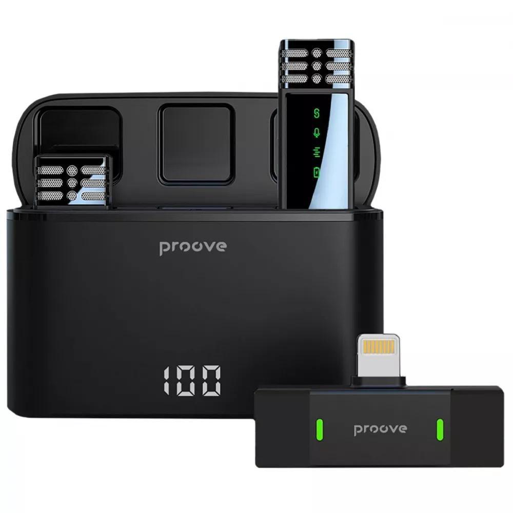 Микрофон петличный беспроводной цифровой Proove PMRC00010102 Record с Lightning до 4 часов работы Черный (621205)