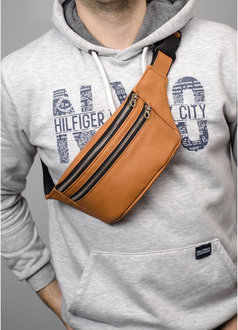 Сумка на пояс кожаная Sambag Tirso BTS Рыжий (11091)