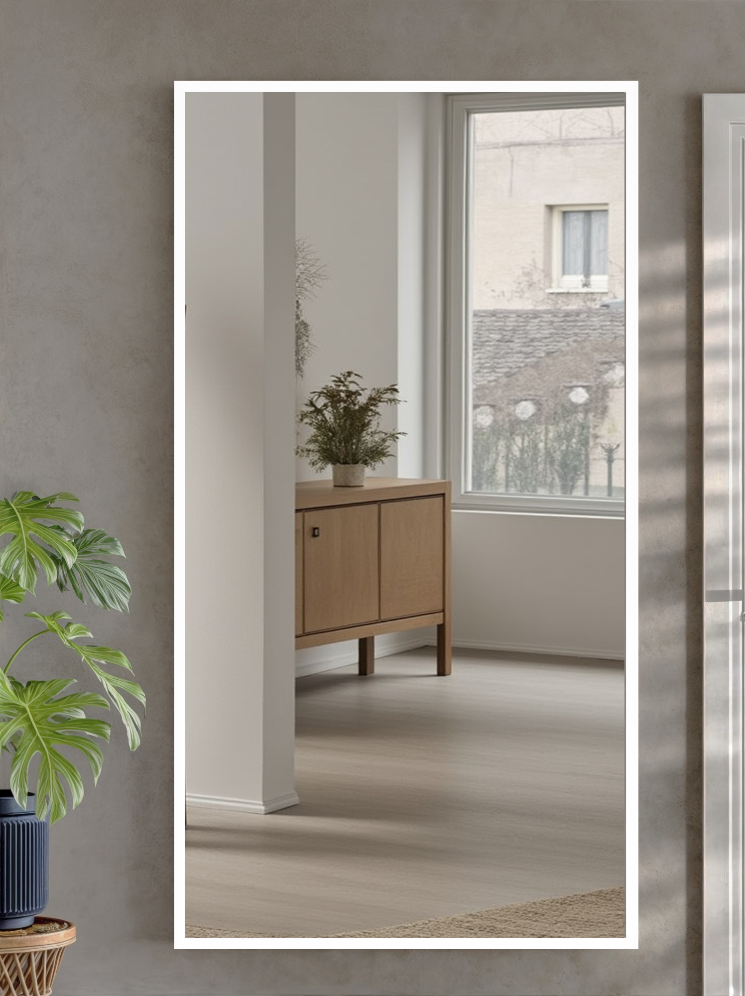 Дзеркало в рамі настінне Tobi Sho Melanie без підсвічування універсальне 900х700х20 мм White