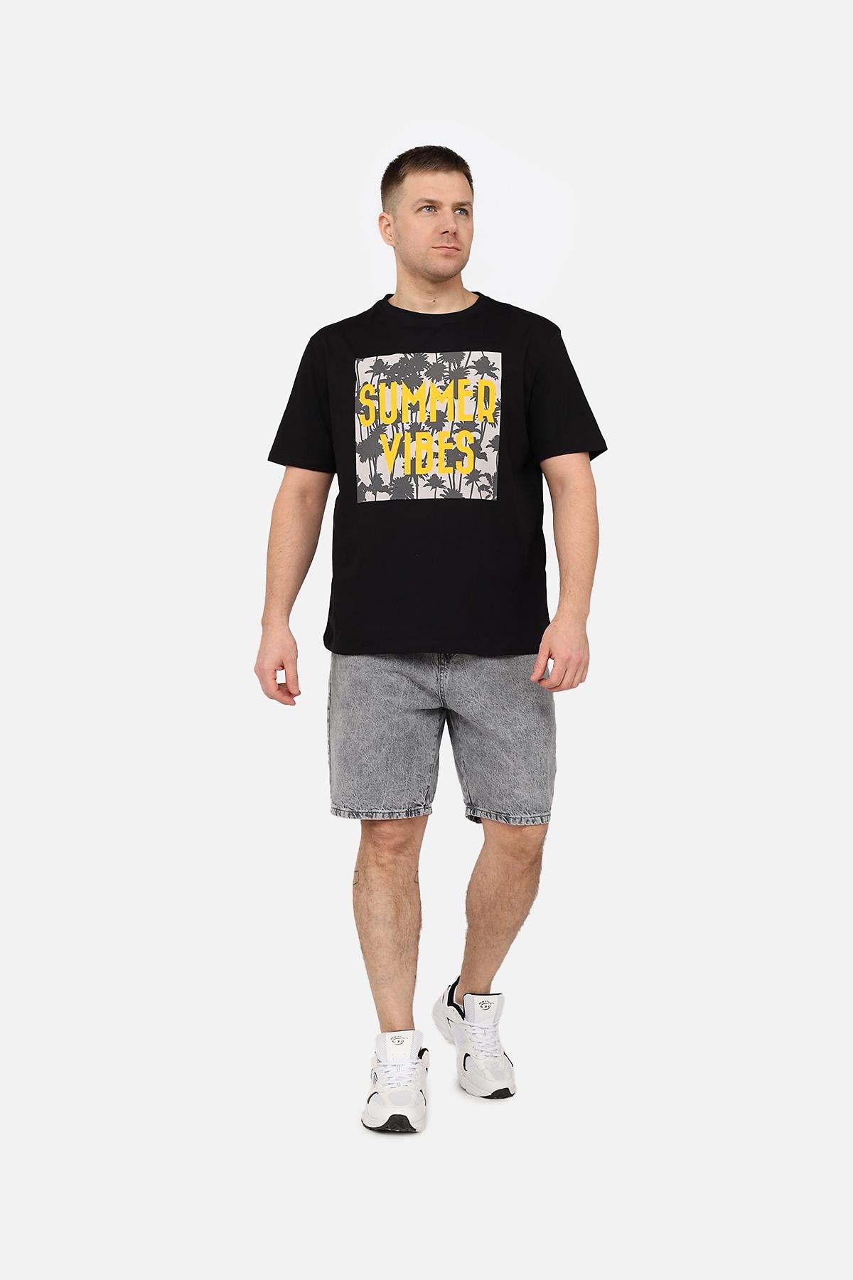 Футболка мужская ЦБ-00270054 с коротким рукавом р. 48 Черный (SKT001045245)