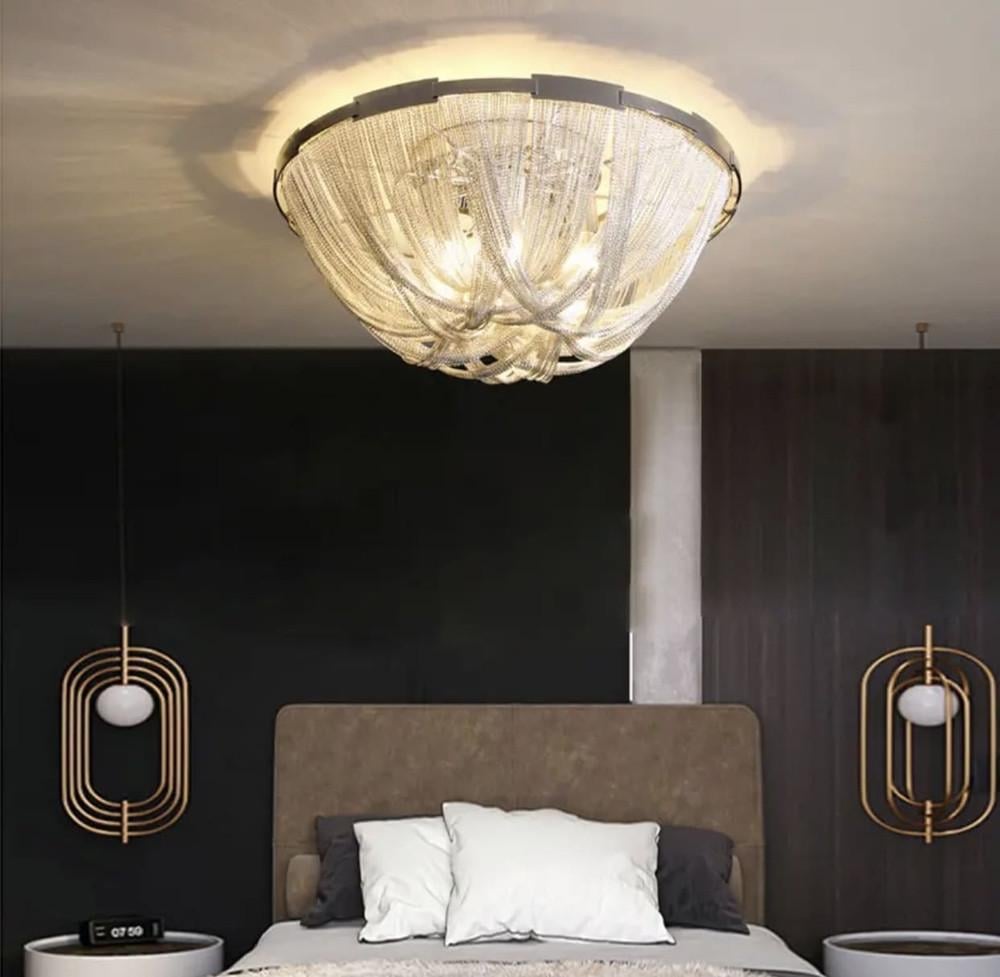 Люстра потолочная с переплетенными цепочками Ø 50 см (CSA 34 SL)