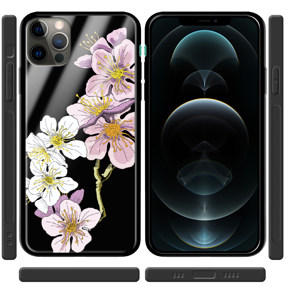 Чехол Boxface iPhone 12 Pro Max Cherry Blossom Черный силикон со стеклом (41085-cc4-41128) - фото 2