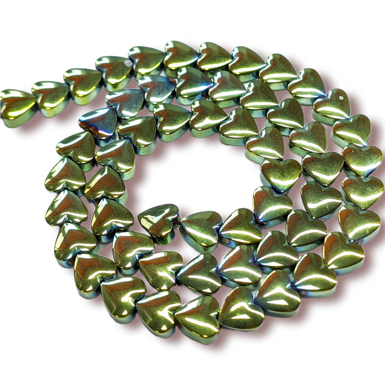 Бусины Сердце Гематит 6х3 мм Рондель нить 40 см Зеленый (БГ0603с35)