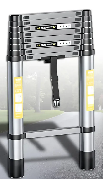 Лестница-стремянка строительная 3,1 м алюминиевая до 150 кг телескопическая с противоскользящими ступенями (Jam5492)