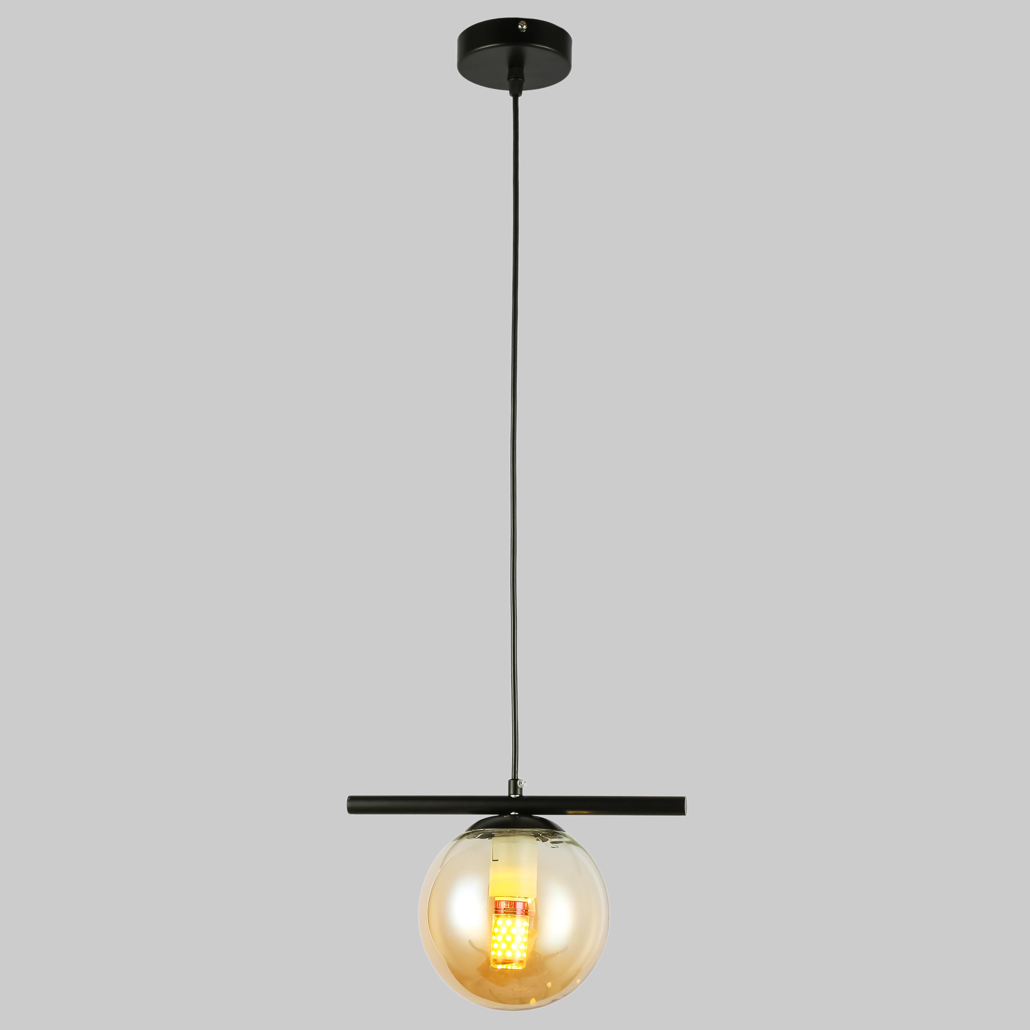 Світильник підвісний з кулею 15 см Чорний (84-1023-1 (150mm) BK+BR)