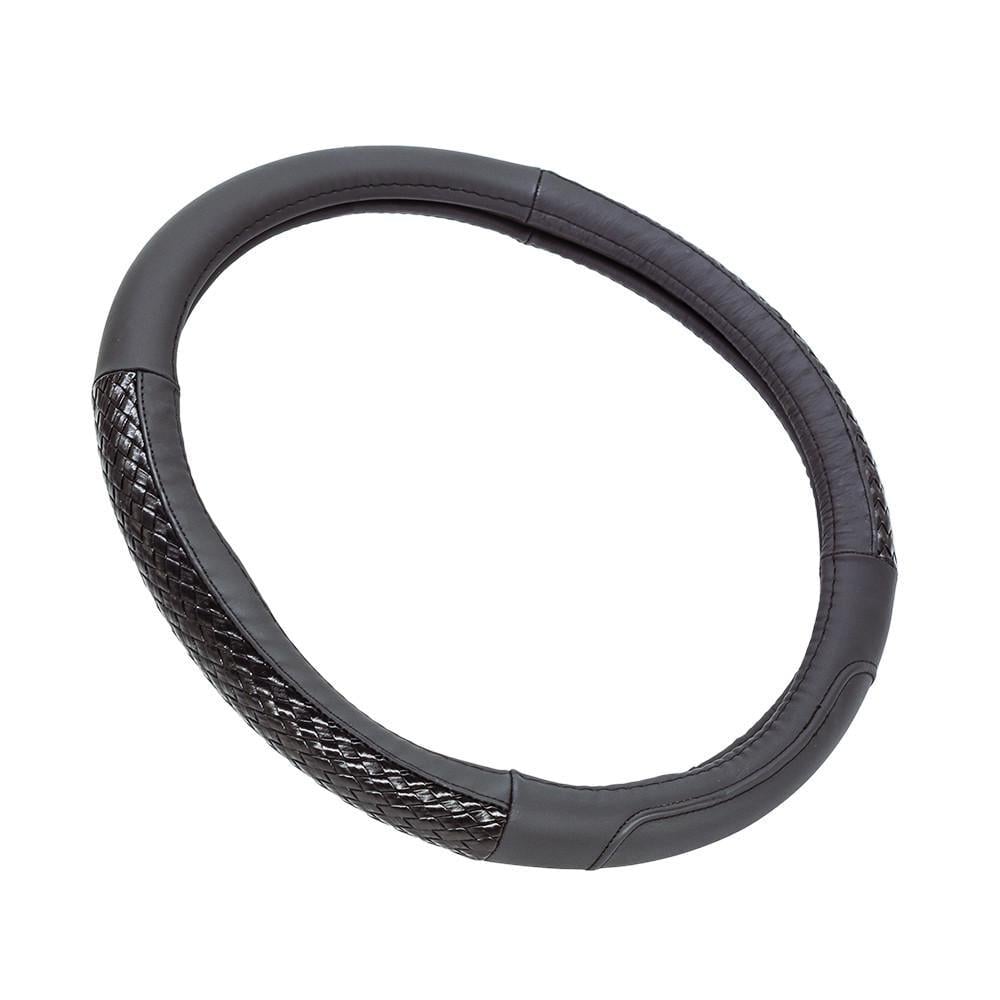 Чохол на кермо шкіряний Elegant Plus з косичкой М Чорний (EL 105621)