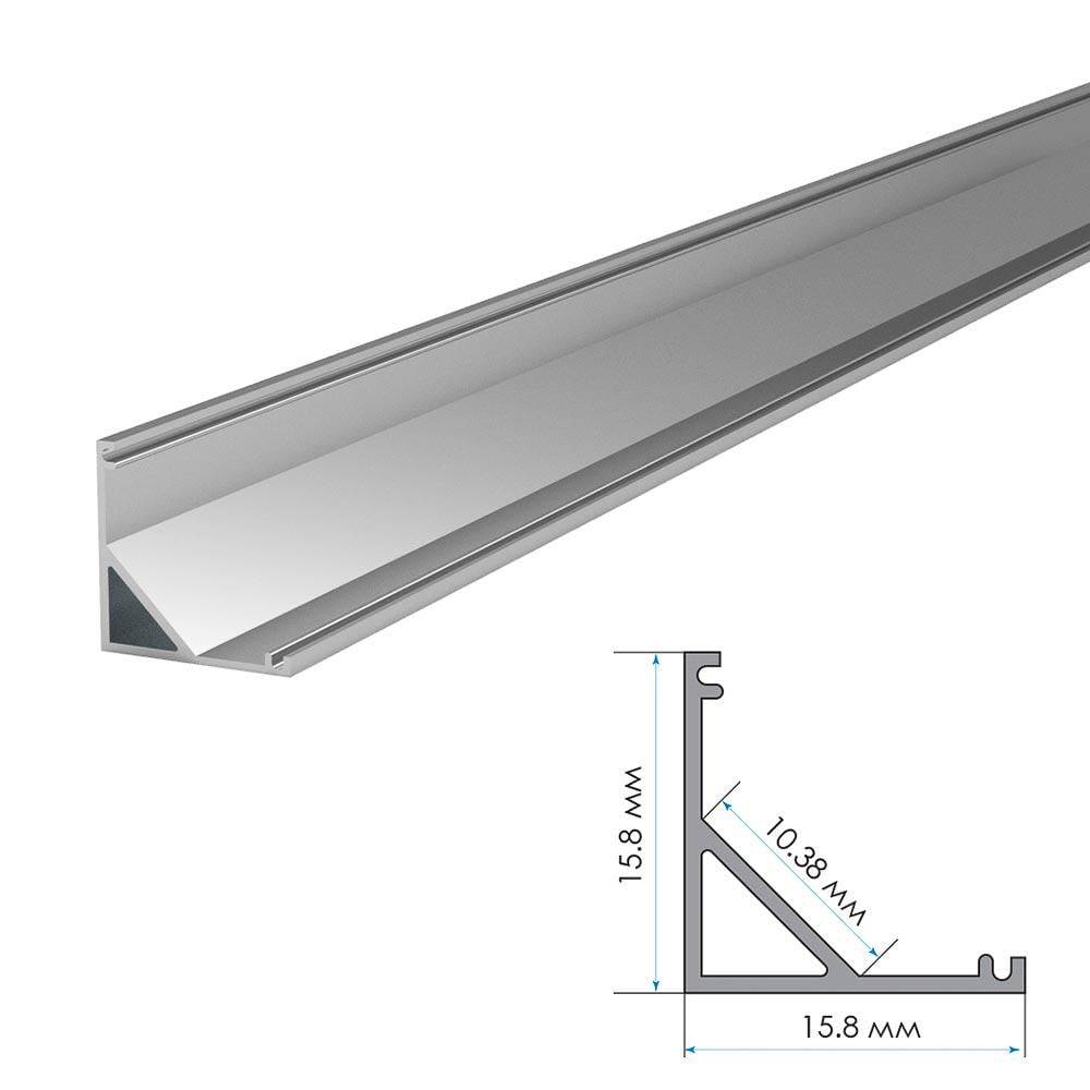 Профіль під LED стрічку DIMAX кутовий PF 9 алюміній + розсіювач 2 м (11160180) - фото 2