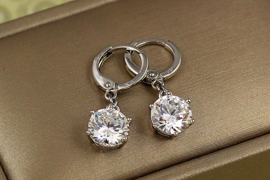 Серьги подвески Xuping Jewelry камешек на цепочке на шесть креплений 2,6 см 8 мм Серебристый (2560729182)
