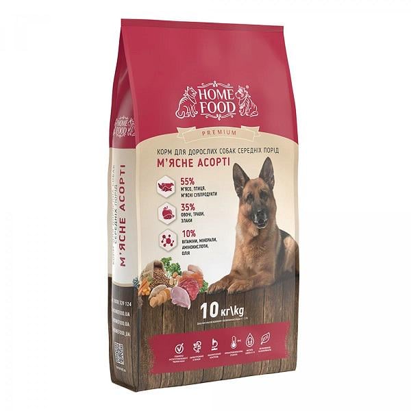 Корм для взрослых собак сухой Home Food Dog Medium Универсальный мясной ассорти 10 кг (000019340)