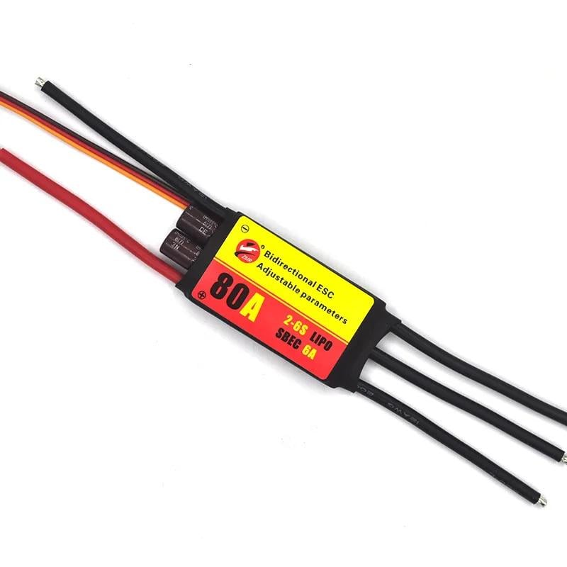 Регулятор двигателя ESC 80A ZMR Bidirectional 2–6S SBEC 6A с реверсом для водных и наземных дронов (00-00027277)