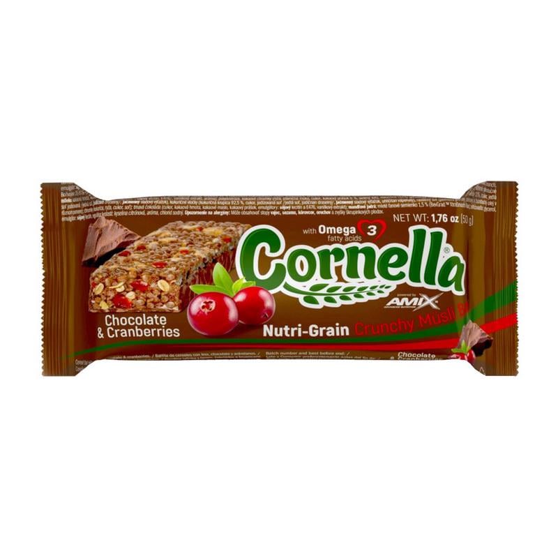 Протеиновый мюсли-батончик с льном AMIX Cornella Bar 50 г Шоколад/Клюква