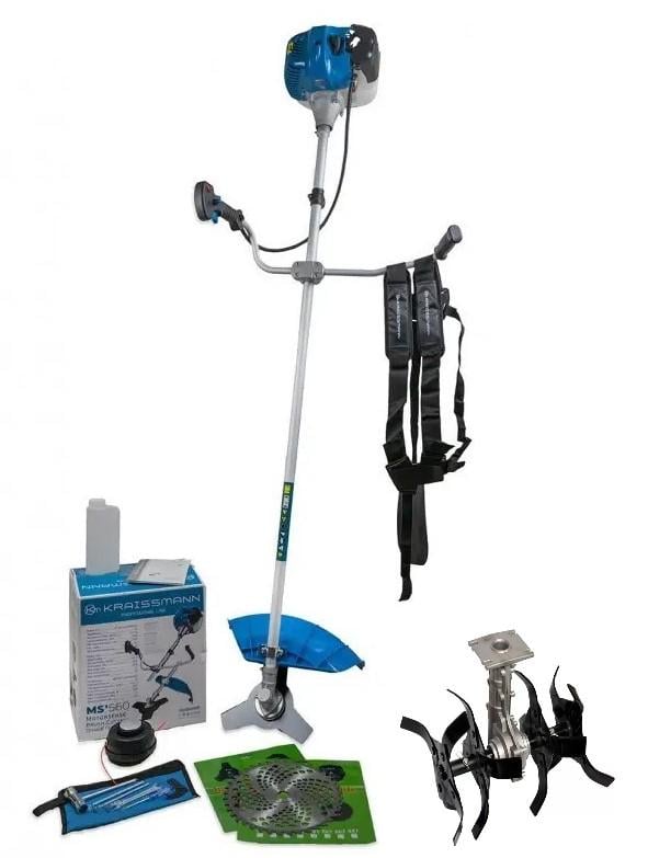 Бензокоса KRAISSMANN MS'560 с насадкой культиватором шпуля с леской/ремень/ножи 3Т-40Т/зубчатая фреза с победной напайкой (34109537)