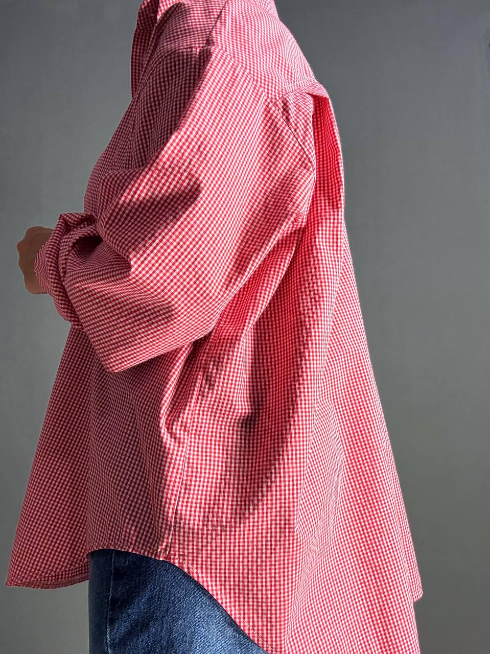 Рубашка женская Irel 2222 супер оверсайз клетчатая удлиненная OS Красный (2519) - фото 7 Рубашка женская Irel 2222 супер оверсайз клетчатая удлиненная OS Красный (2519) - фото 7