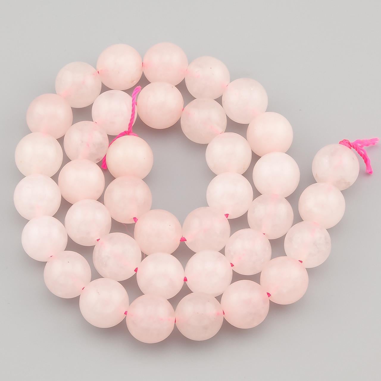 Бусины Розовый кварц из натурального камня 10 мм 37 см 1 шт. (НК1002ш09)