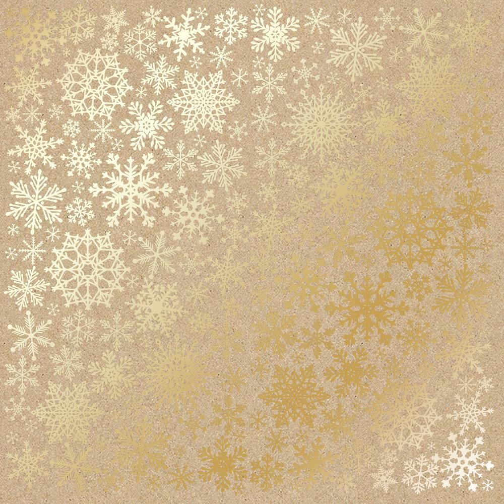 Лист бумаги односторонний Golden Snowflakes с фольгированием 30,5х30,5 см Kraft