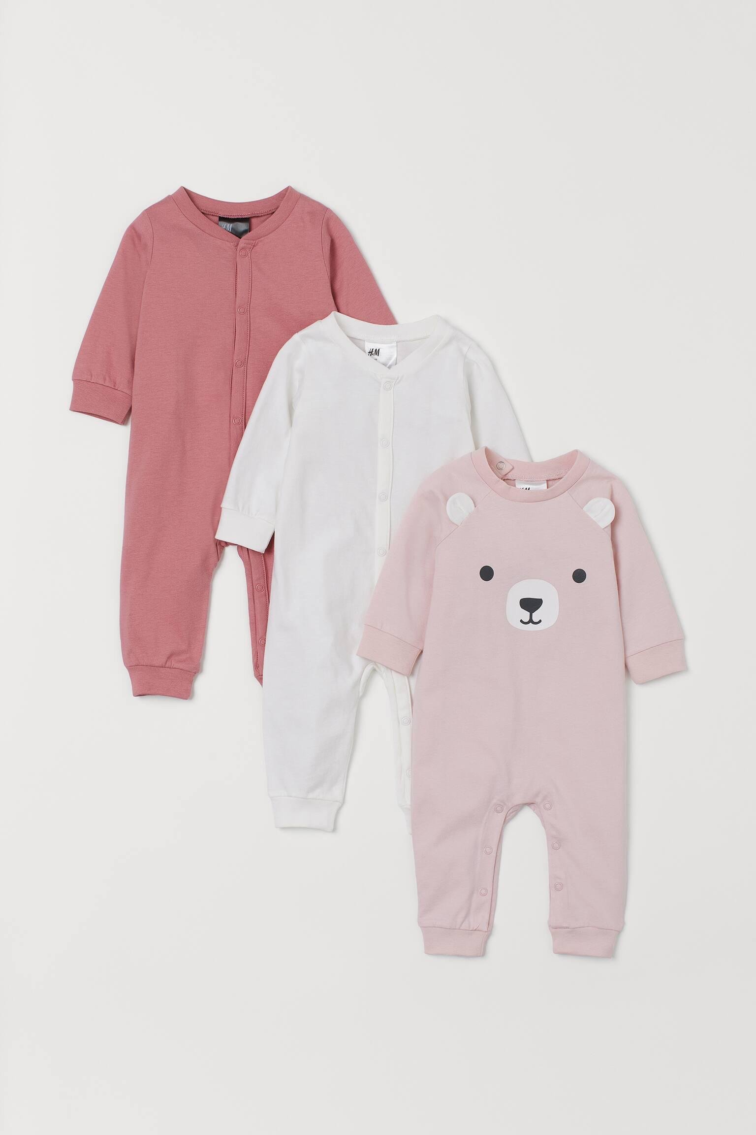 Піжама H&M 3 шт. 92 см Рожевий/Білий (S507769102)