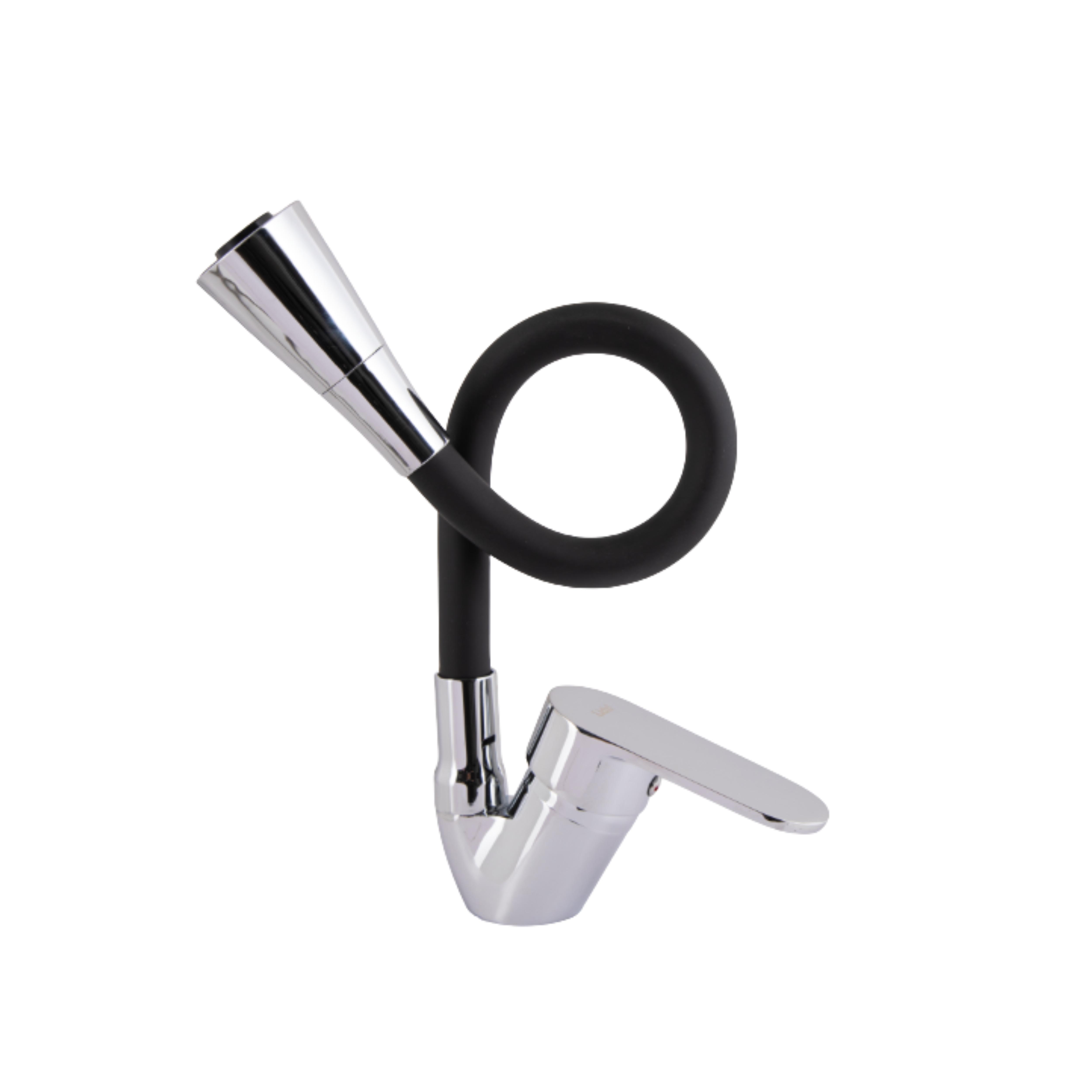 Змішувач для кухні Lidz Tani 008F3 з гнучким виливом k40 Black/Chrome (LDTAN008F3BCR39484)