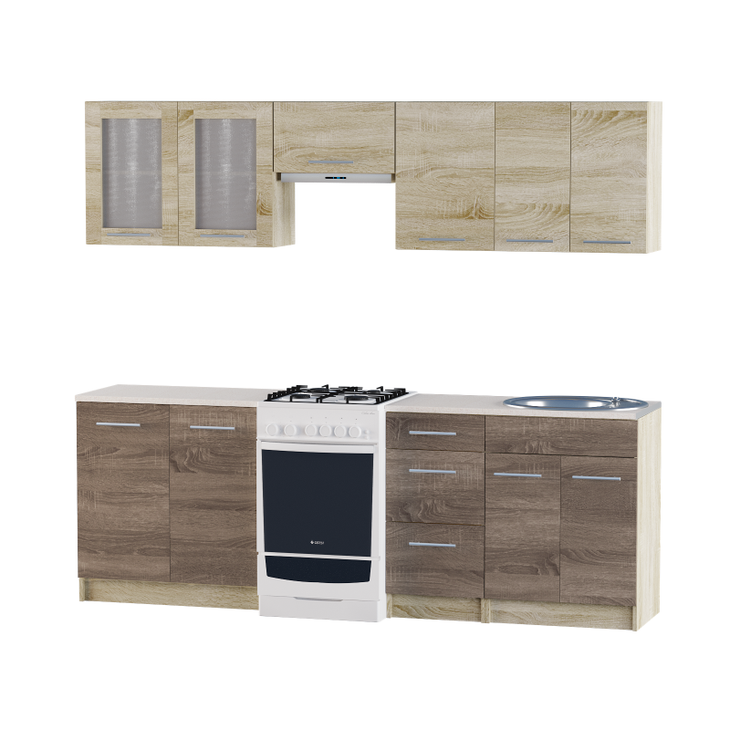 Комплект кухні Еверест ЕКО-2302 без стільниці 2,3 м Сонома/Трюфель (ЕК-27124.01)