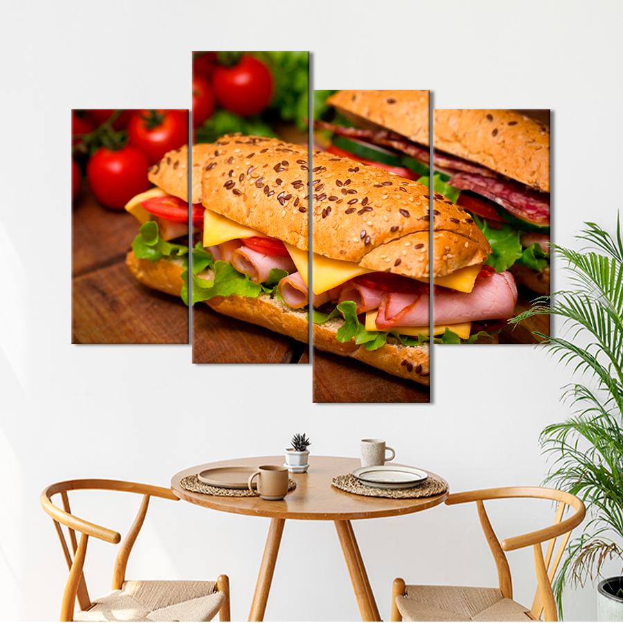 Настенний декор Красивый сэндвич с ветчиной и сыром 89x56 см (A499-4)