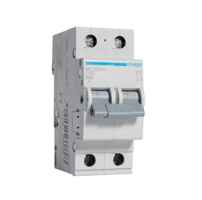 Автоматический выключатель Hager 2P 50A C 6 kA MC250A 2M