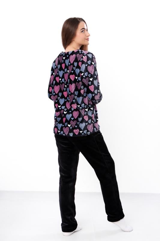 Піжама махрова жіноча штани та кофта з принтом Носи Своє р. 42 Темно-синій (8162-035-1) - фото 3