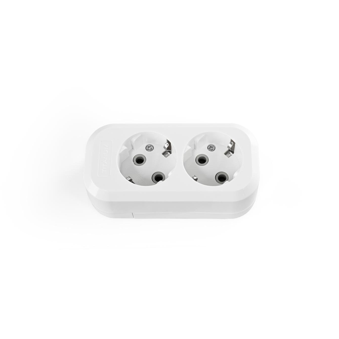 Колодка удлинителя TITANUM STANDARD с заземлением 2 гнезда 16А Белый (3840)