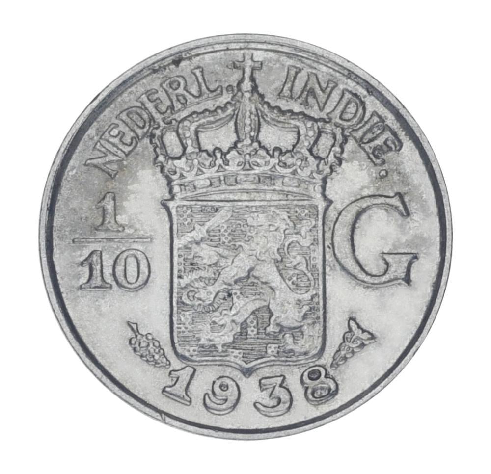 Коллекционная монета Нидерландская Индия 1/10 гульдена 1938 F-VF Ag 720 1,25 г (М22140)
