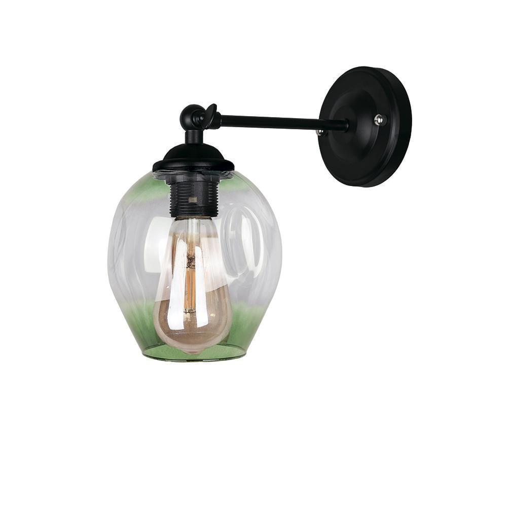 Світильник настінний лофт Light House LS-18142F-1 BK/GR Чорний/Прозорий із зеленим