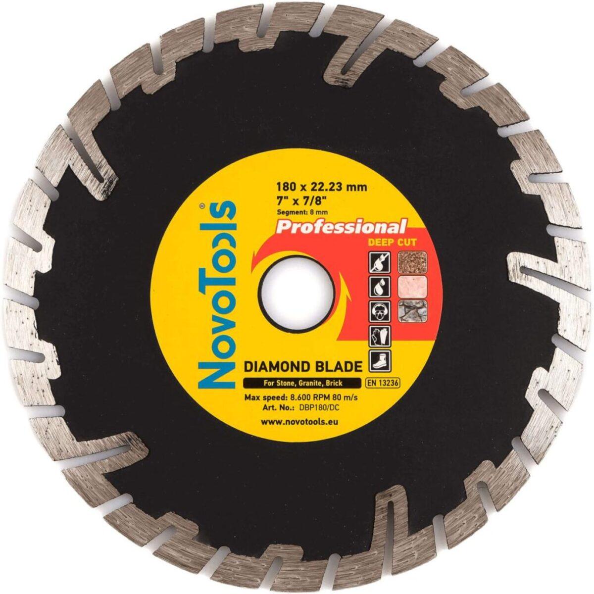 Диск алмазний сегментний NovoTools Professional deep cut 180 мм 8х22,23 мм 25 шт. (434870)