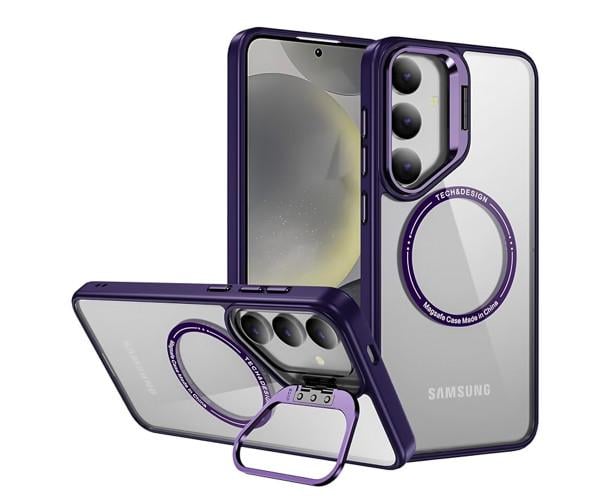 Чехол-накладка Armor Clear Kickstand для Samsung Galaxy S24 FE с магнитным кольцом Фиолетовый Чехол-накладка Armor Clear Kickstand для Samsung Galaxy S24 FE с магнитным кольцом Фиолетовый