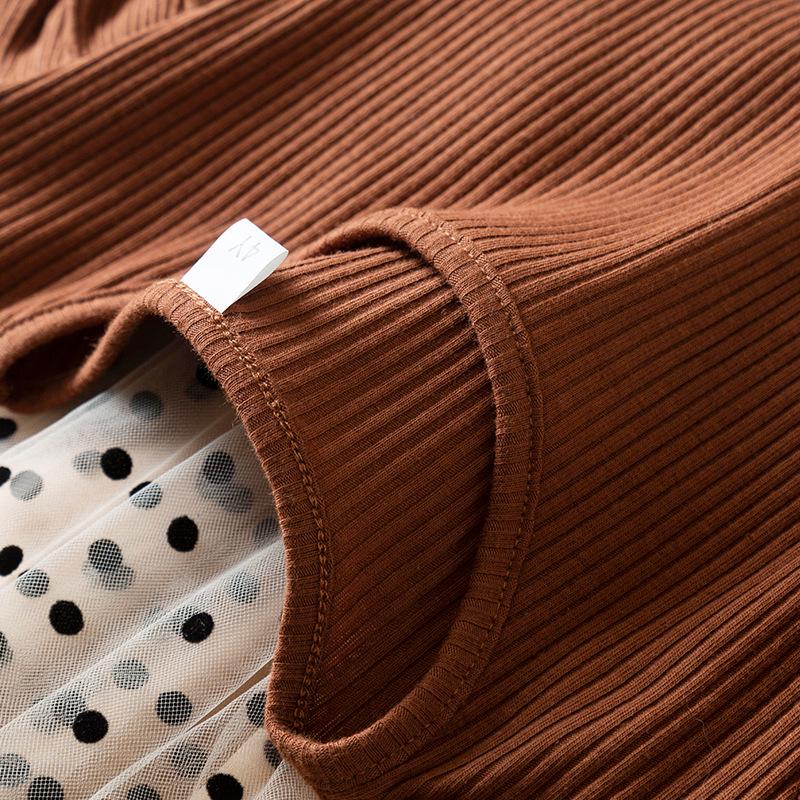 Сукня святкова дитяча KatyKids Емілія з довгим рукавом та пишною спідницею в горох 110 см Мокко з бежевим (11055460600) - фото 3 Сукня святкова дитяча KatyKids Емілія з довгим рукавом та пишною спідницею в горох 110 см Мокко з бежевим (11055460600) - фото 3